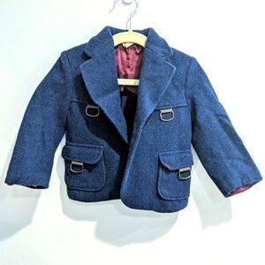 Vintage Navy Wool Blazer Jacket for Baby / Toddler